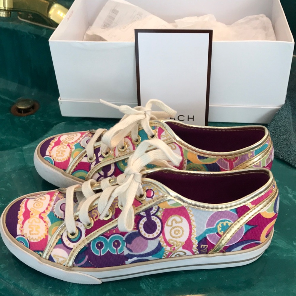 Coach tennis shoes, worn a few times, colorful